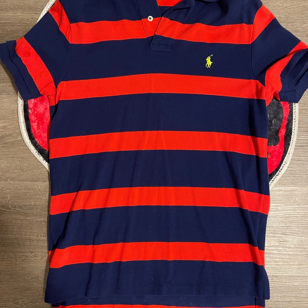 Polo by Ralph Lauren  Men's Striped Navy and Red Shirt